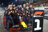 ABU DHABI, UNITED ARAB EMIRATES - NOVEMBER 26: Race winner Max Verstappen of the Netherlands and Oracle Red Bull Racing poses for a photo with his team in parc ferme during the F1 Grand Prix of Abu Dhabi at Yas Marina Circuit on November 26, 2023 in Abu Dhabi, United Arab Emirates. (Photo by Mark Thompson/Getty Images) // Getty Images / Red Bull Content Pool // SI202311260266 // Usage for editorial use only //
